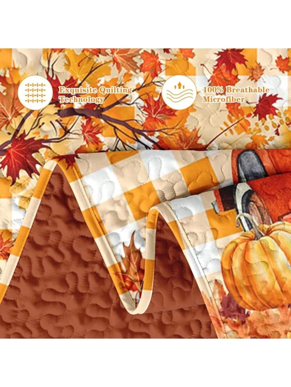 Cozy King Fall Quilt Set - 3 Piece Autumn Truck Bedding, Perfect for Seasonal